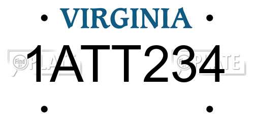 1ATT234 Virginia License Plate