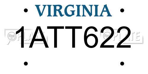 1ATT622 Virginia License Plate