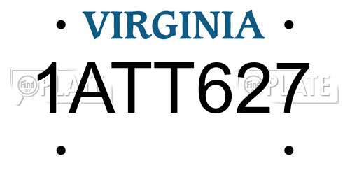 1ATT627 Virginia License Plate