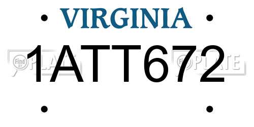 1ATT672 Virginia License Plate
