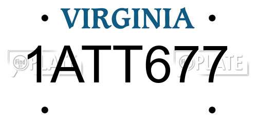 1ATT677 Virginia License Plate