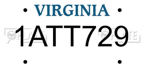 1ATT729 Virginia License Plate