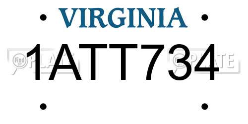 1ATT734 Virginia License Plate