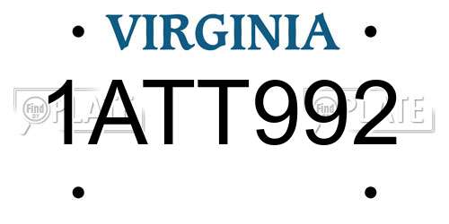 1ATT992 Virginia License Plate