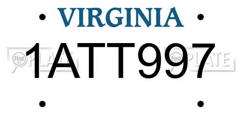 1ATT997 Virginia License Plate