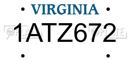 1ATZ672 Virginia License Plate
