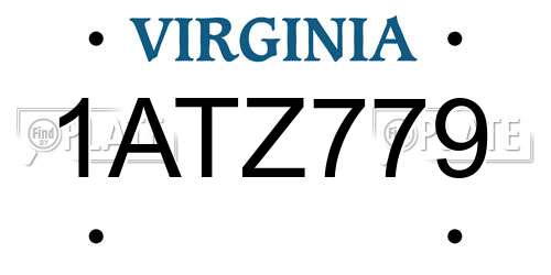 1ATZ779 Virginia License Plate