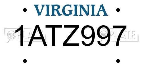 1ATZ997 Virginia License Plate
