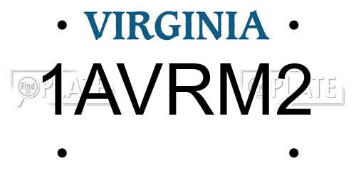 1AVRM2 Virginia License Plate