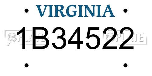 1B34522 Virginia License Plate