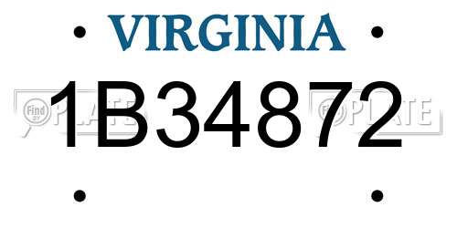 1B34872 Virginia License Plate