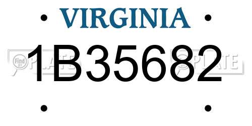 1B35682 Virginia License Plate
