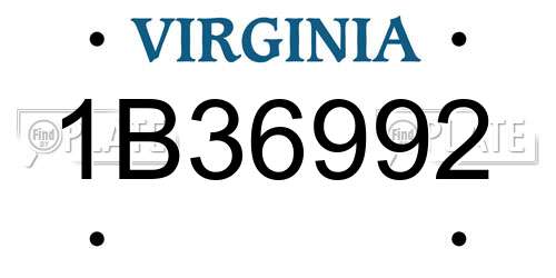 1B36992 Virginia License Plate