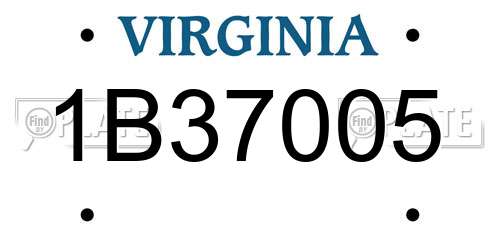 1B37005 Virginia License Plate