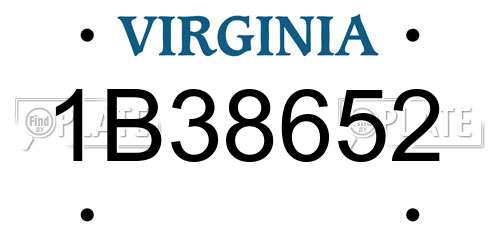 1B38652 Virginia License Plate