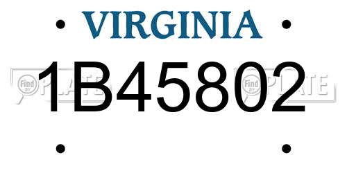 1B45802 Virginia License Plate