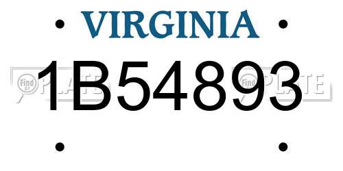 1B54893 Virginia License Plate