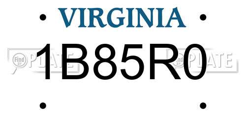 1B85R0 Virginia License Plate