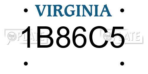 1B86C5 Virginia License Plate