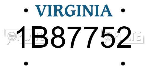 1B87752 Virginia License Plate