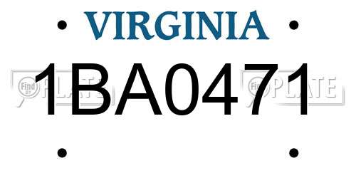 1BA0471 Virginia License Plate