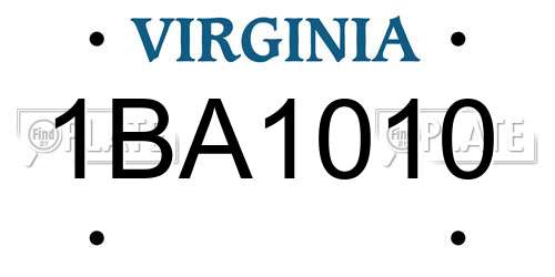 1BA1010 Virginia License Plate