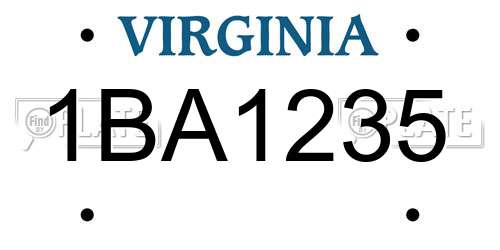 1BA1235 Virginia License Plate