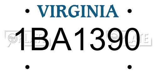 1BA1390 Virginia License Plate