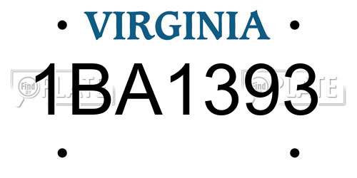 1BA1393 Virginia License Plate
