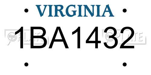 1BA1432 Virginia License Plate