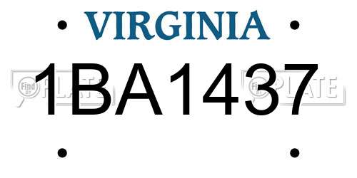 1BA1437 Virginia License Plate
