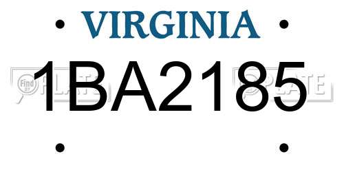 1BA2185 Virginia License Plate