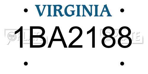 1BA2188 Virginia License Plate