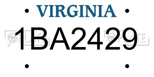 1BA2429 Virginia License Plate