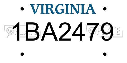 1BA2479 Virginia License Plate