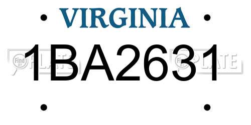 1BA2631 Virginia License Plate