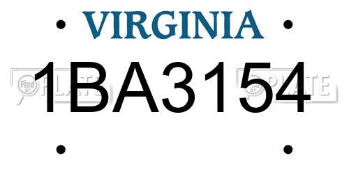 1BA3154 Virginia License Plate