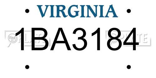 1BA3184 Virginia License Plate