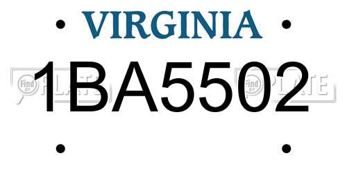 1BA5502 Virginia License Plate