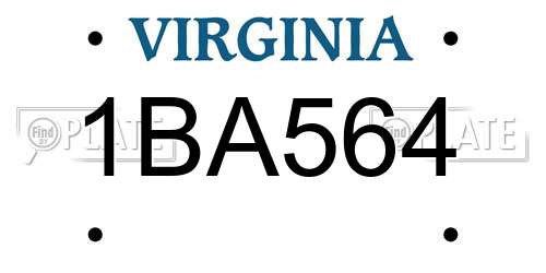 1BA564 Virginia License Plate