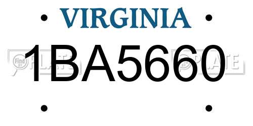 1BA5660 Virginia License Plate