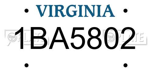 1BA5802 Virginia License Plate