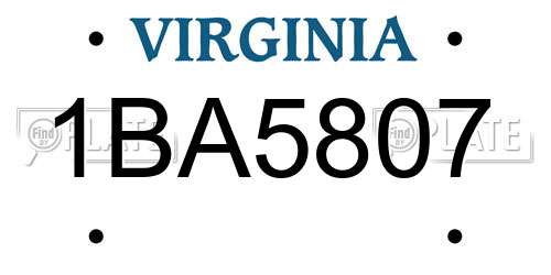1BA5807 Virginia License Plate