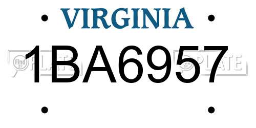 1BA6957 Virginia License Plate
