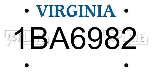 1BA6982 Virginia License Plate