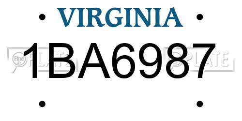 1BA6987 Virginia License Plate