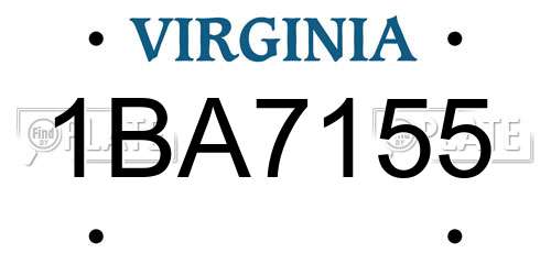 1BA7155 Virginia License Plate