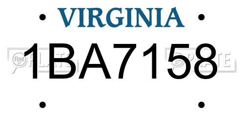 1BA7158 Virginia License Plate