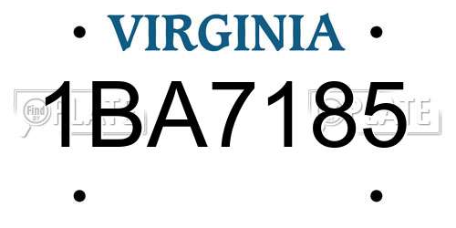 1BA7185 Virginia License Plate