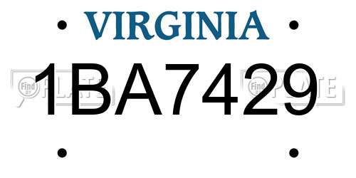 1BA7429 Virginia License Plate